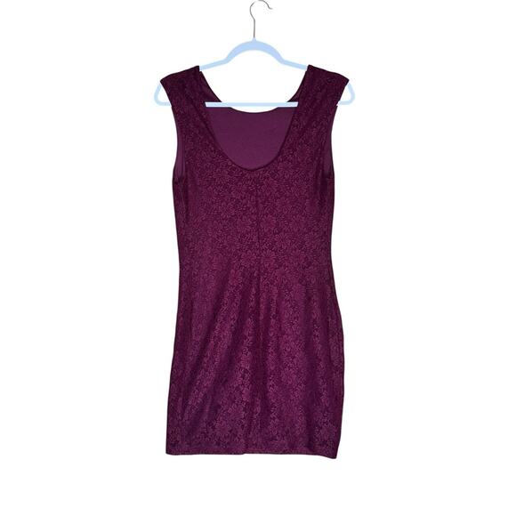 Y2K Forever 21 Sz L Burgundy Dark Romantic Grunge Lace Overlay Mini Party Dress - Picture 3 of 5